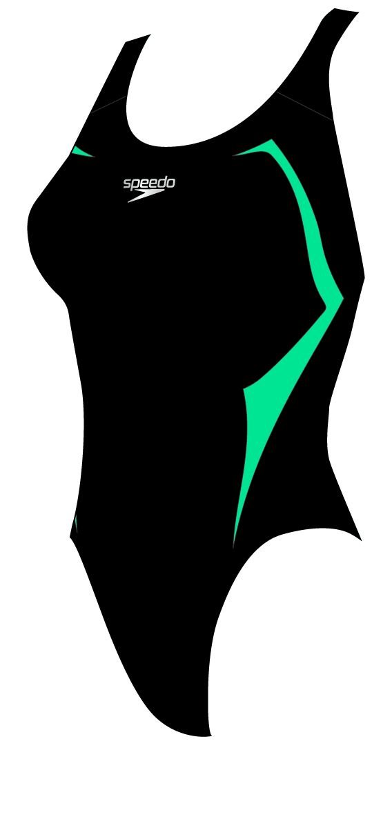 Speedo Speedfit Kadın Yüzücü Mayosu - Siyah/Mavi