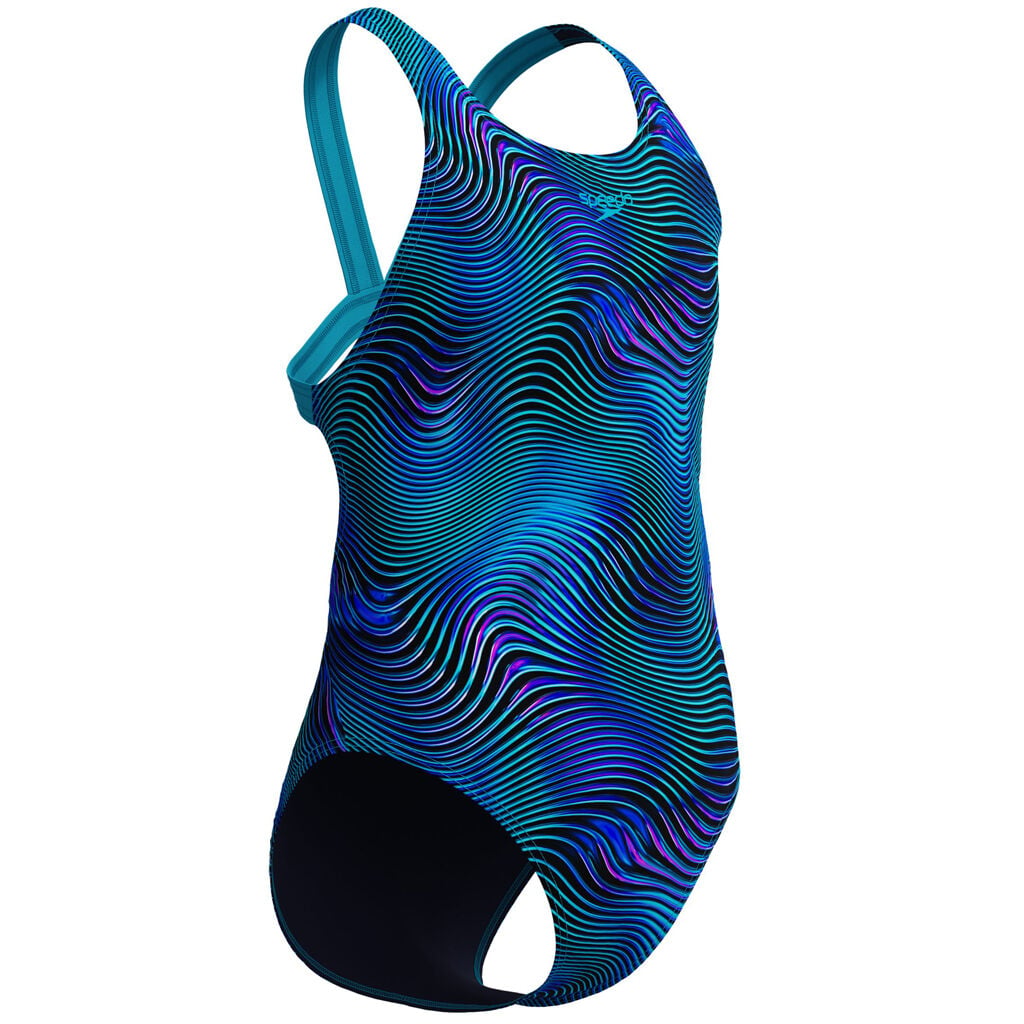Speedo Allover Print Leaderback Kız Çocuk Yüzücü Mayosu