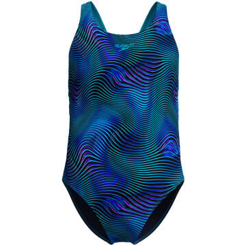 Speedo Allover Print Leaderback Kız Çocuk Yüzücü Mayosu