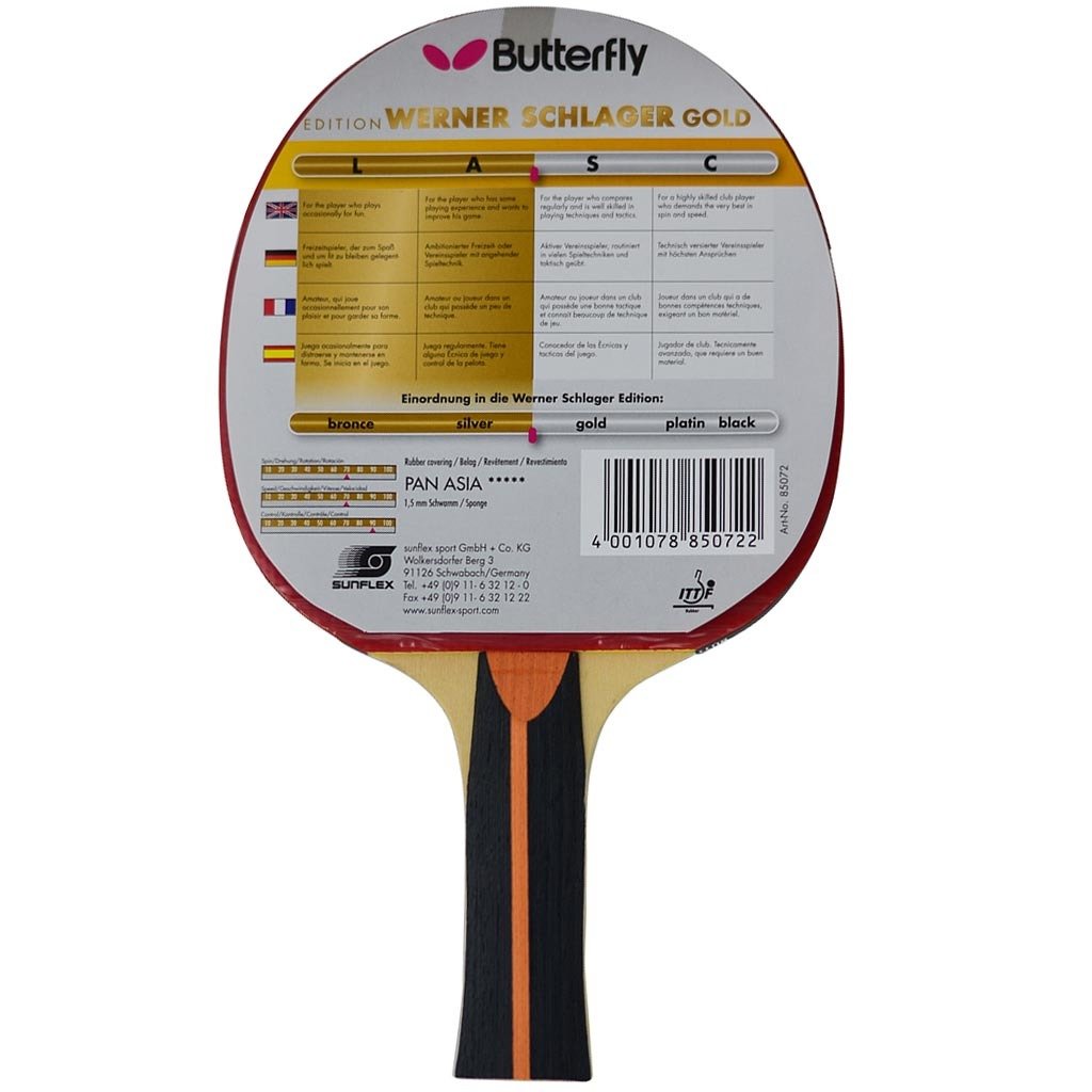 Butterfly Werner Schlager Gold Masa Tenisi Raketi 85072