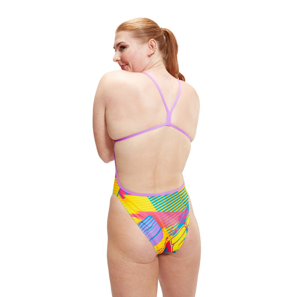 Speedo Allover Digital V Back Kadın Yüzücü Mayosu