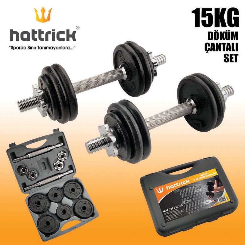 Hattrick HDC15 Çantalı 15 KG Döküm Dambıl Ağırlık Seti
