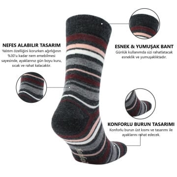 Norfolk Merino 3'lü Merinos Yünü İnce Örgü Premium Günlük Çorap