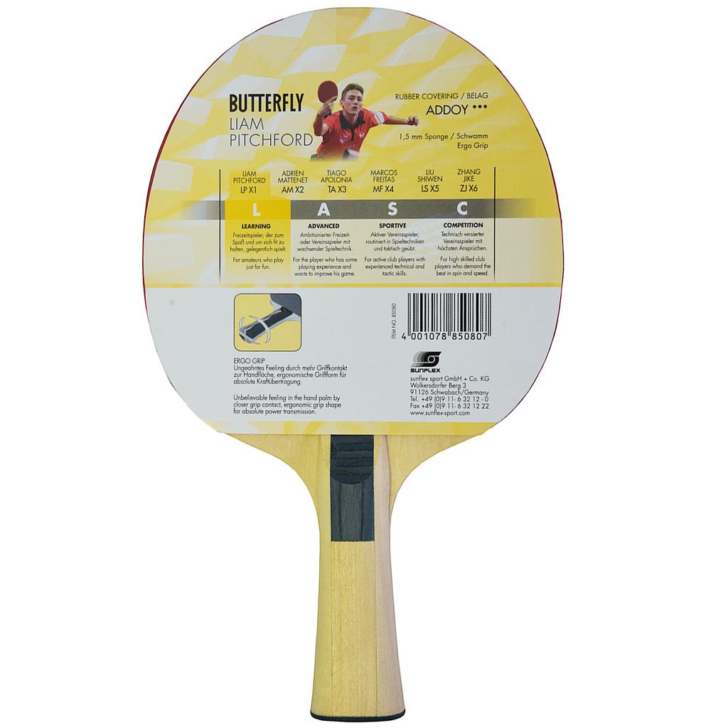 Butterfly Liam Pitchford LPX1 Masa Tenisi Raketi 85080S