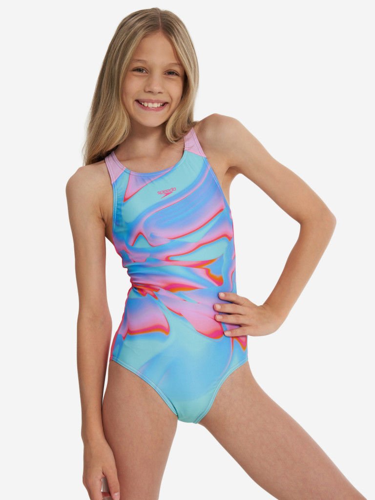 Speedo Digi Placement Kız Çocuk Yüzücü Mayosu