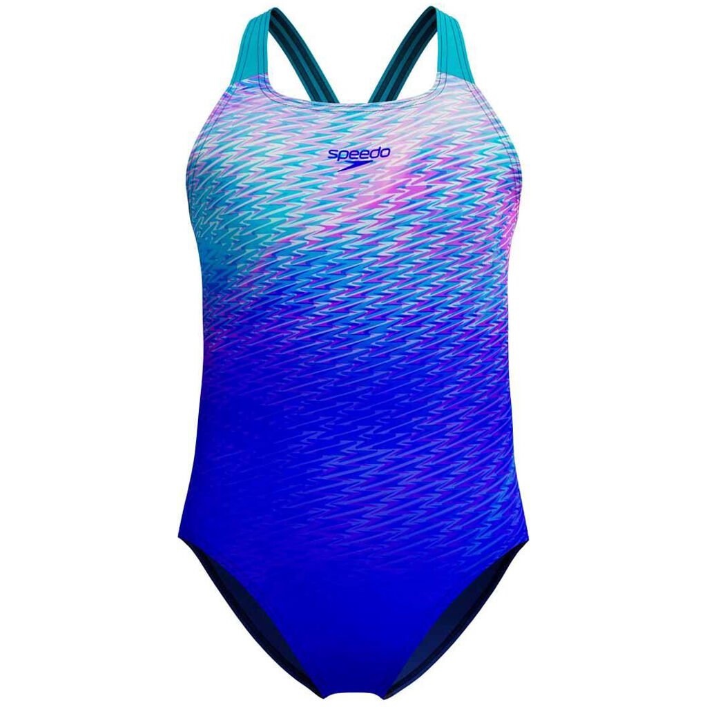 Speedo Print Placement Powerback Kız Çocuk Yüzücü Mayosu