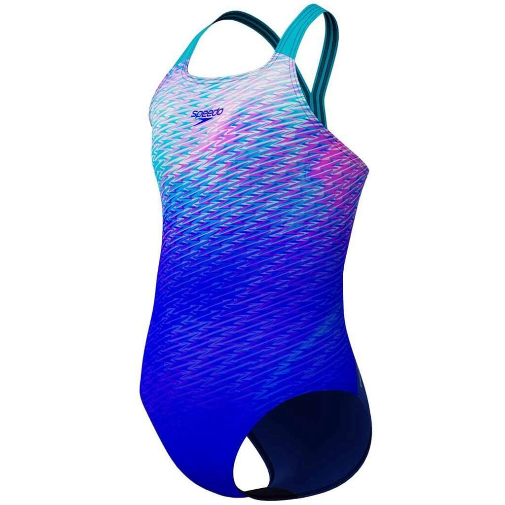 Speedo Print Placement Powerback Kız Çocuk Yüzücü Mayosu