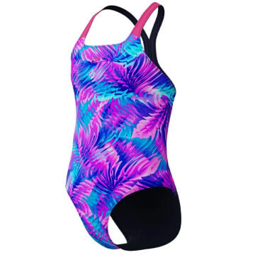 Speedo Allover Print Powerback Kız Çocuk Yüzücü Mayosu