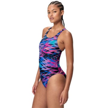 Speedo Hyperboom Print Medalist Kadın Yüzücü Mayosu