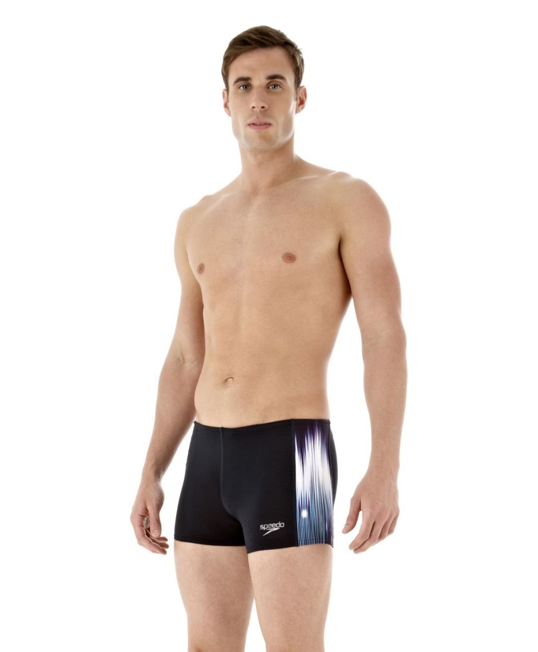 Speedo Powersprint Erkek Boxer/Aquashort Yüzücü Mayosu - Lacivert/Mor