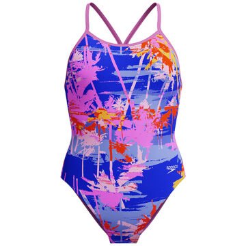 Speedo Allover Digital V Back Kız Çocuk Yüzücü Mayosu