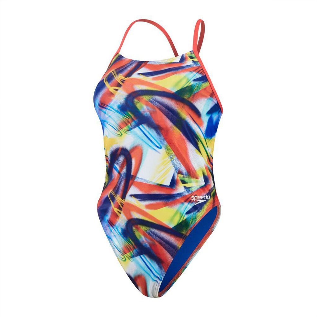 Speedo Allover Digital Tie Back Kadın Yüzücü Mayosu
