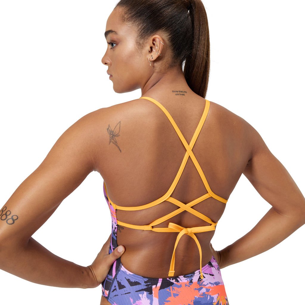 Speedo Allover Digital Lattice Tie-Back Kadın Yüzücü Mayosu
