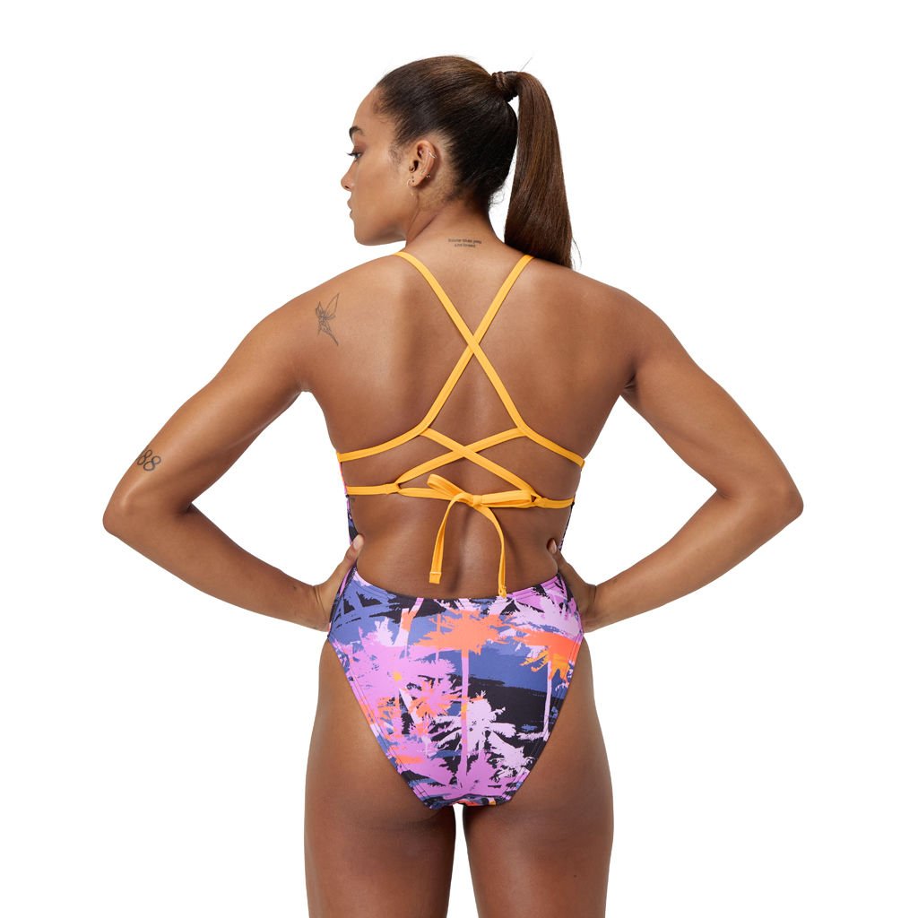 Speedo Allover Digital Lattice Tie-Back Kadın Yüzücü Mayosu