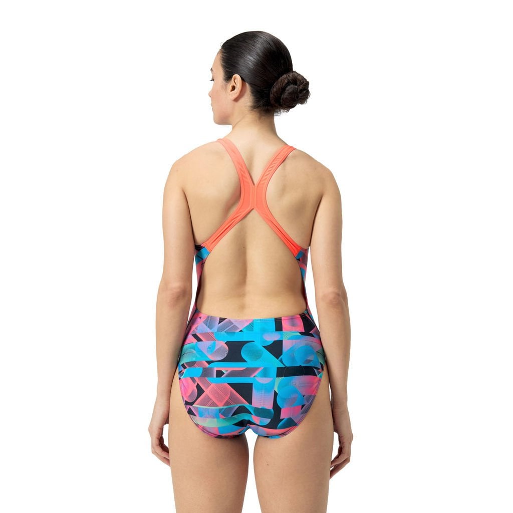 Speedo Allover Digital Powerback Kadın Yüzücü Mayosu