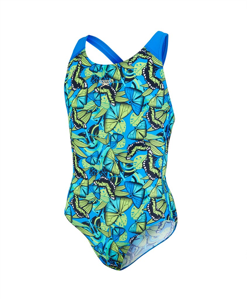 Speedo Endurance 10  Kız Çocuk Yüzücü Mayosu - Mavi/Yeşil